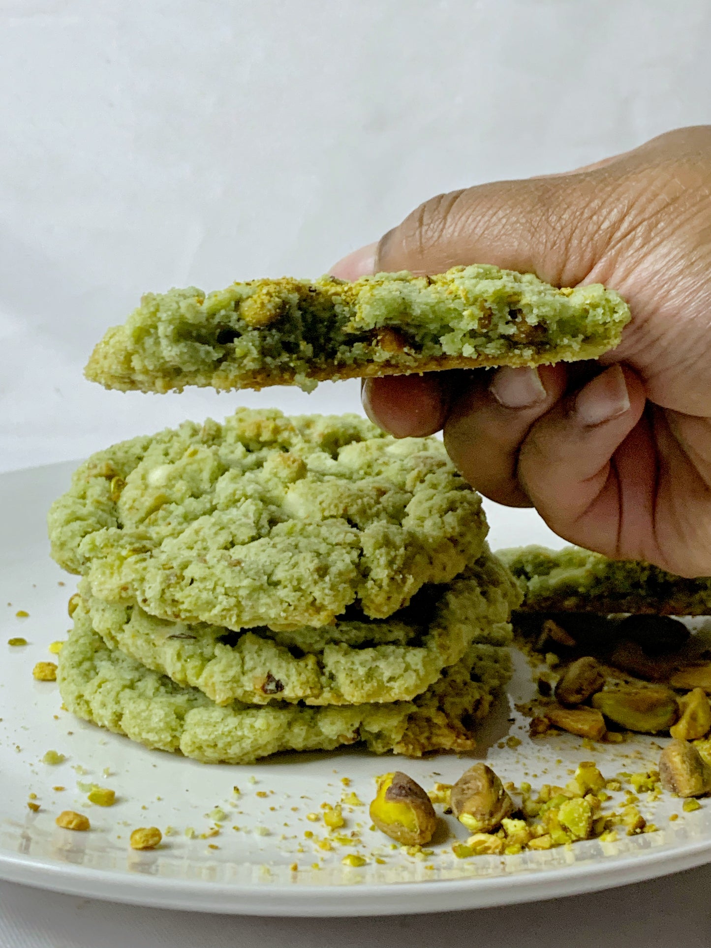 Sea Salt Pistachio White Chocolate Chip Cookies