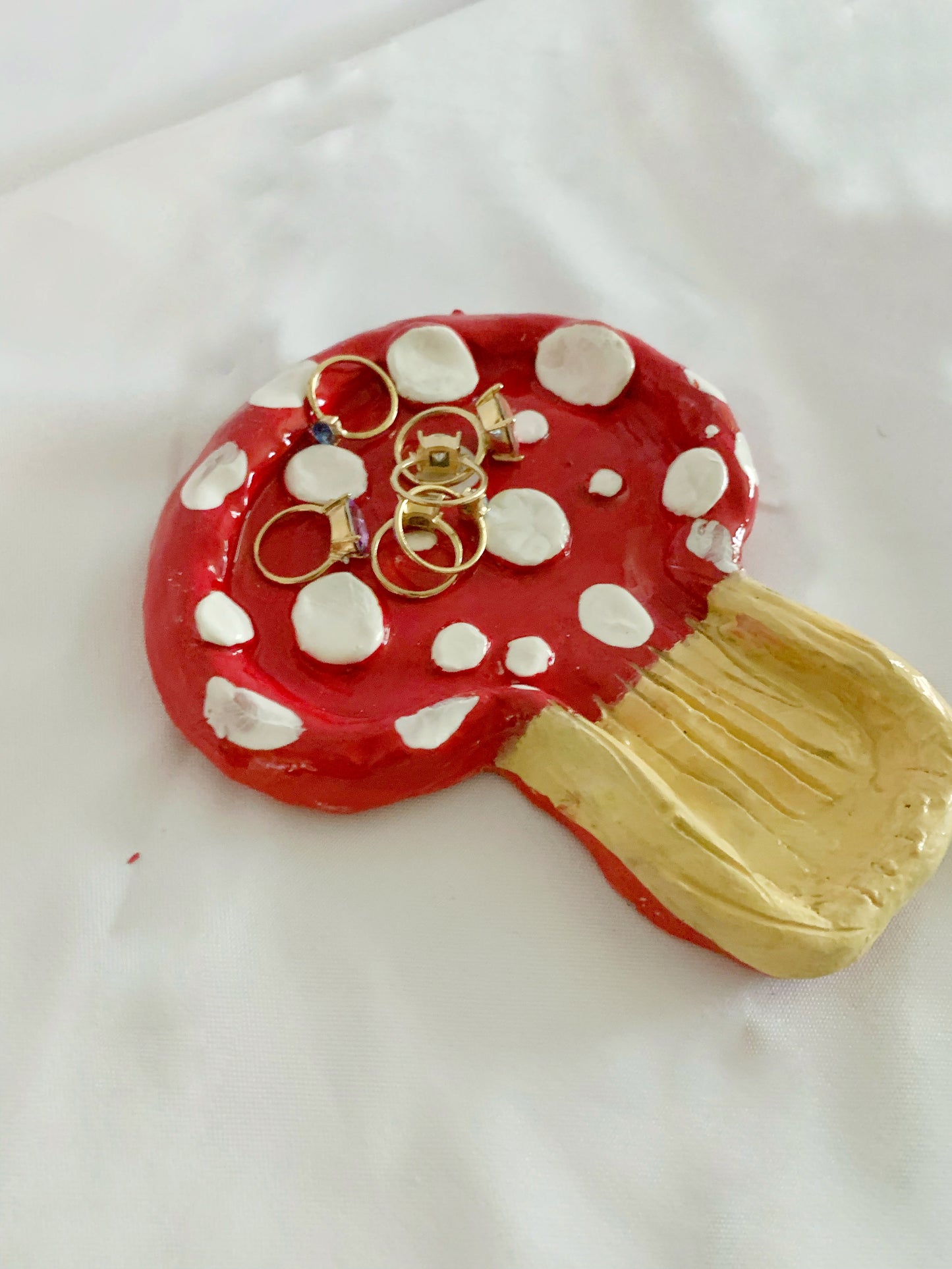 Red Mushroom Clay Trinket Dish